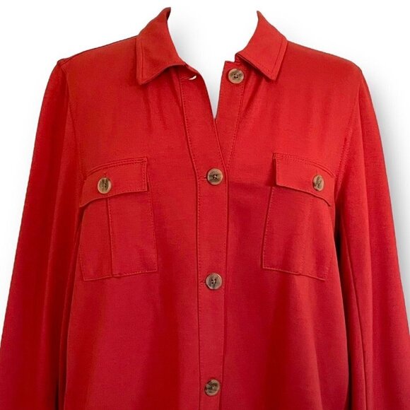 J Jill Wearever Collection Womens Double Face Jersey Jacket Sz M Terracotta Coat - Picture 3 of 7